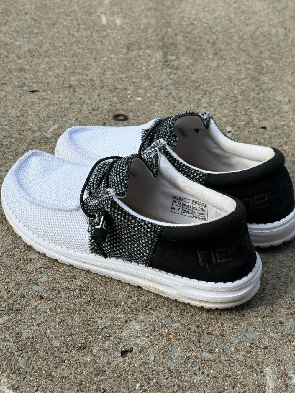 Hey Dude Wally Sox Funk Black Ice Mens 8 Slip On Coastal Casual Loafers Y2K 4105